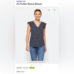 Monday Fun Ari Flutter sleeve blouse